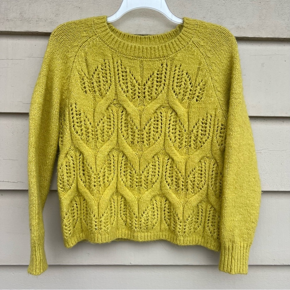 Miss Me yellow green cable knit sweater